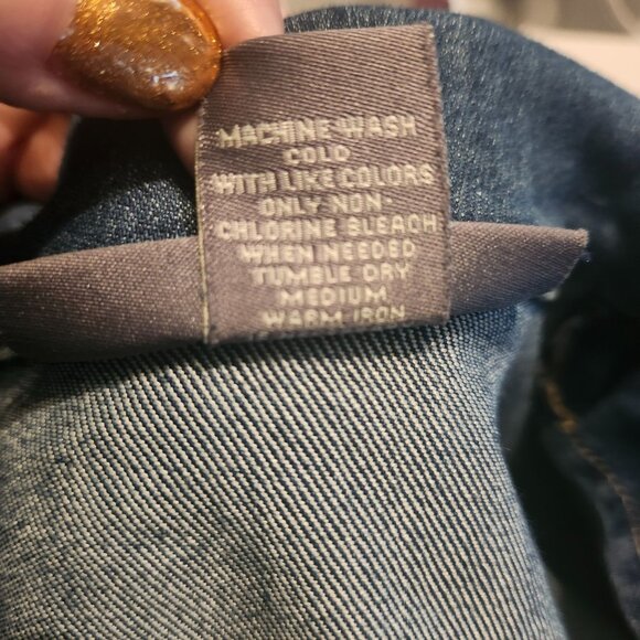 Kate & Mallory Womens Medium Denim Moto Jacket with Zipper Pockets - Picture 12 of 12